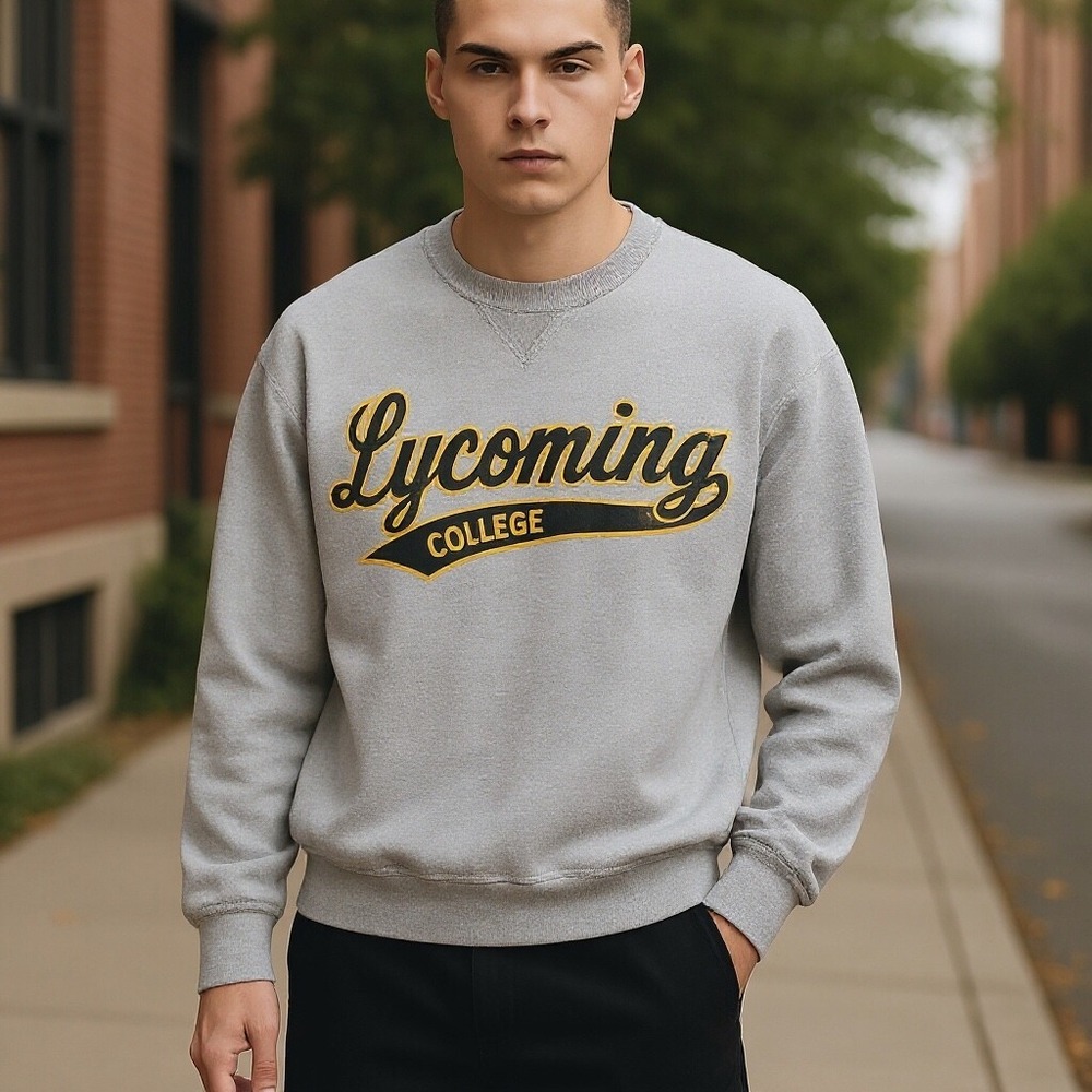 Vtg Oarsman 913 Lycoming College‎ Crew Neck Sweatshirt Gray Size Large